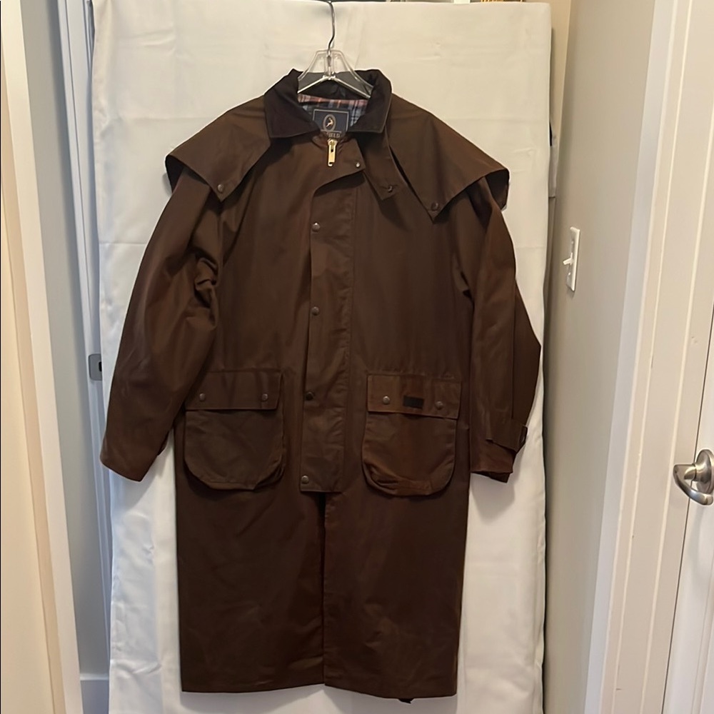 Men's Brown Waterproof Field Coat - Classic Long Overcoat